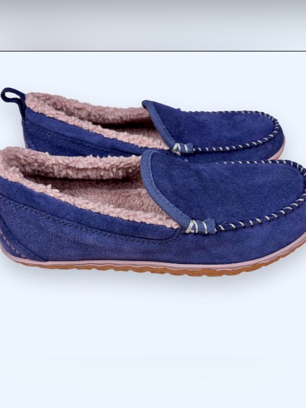 NWOT L.L. Bean Women's “Raw Indigo” Suede Moccasin Slippers Sz 8m